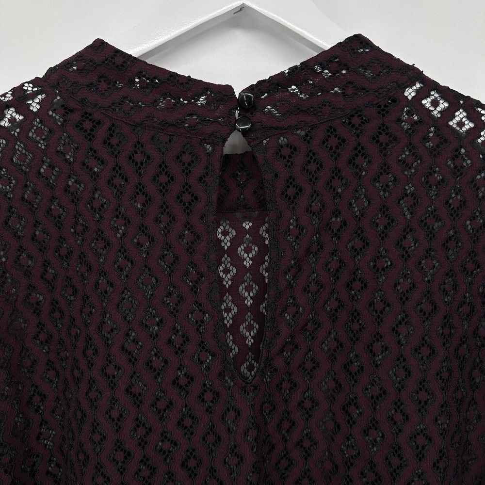 Lane Bryant Tunic Top Shirt Size 26 Sheer Long Bell Sleeves Floral Lace Blouse - Picture 11 of 15